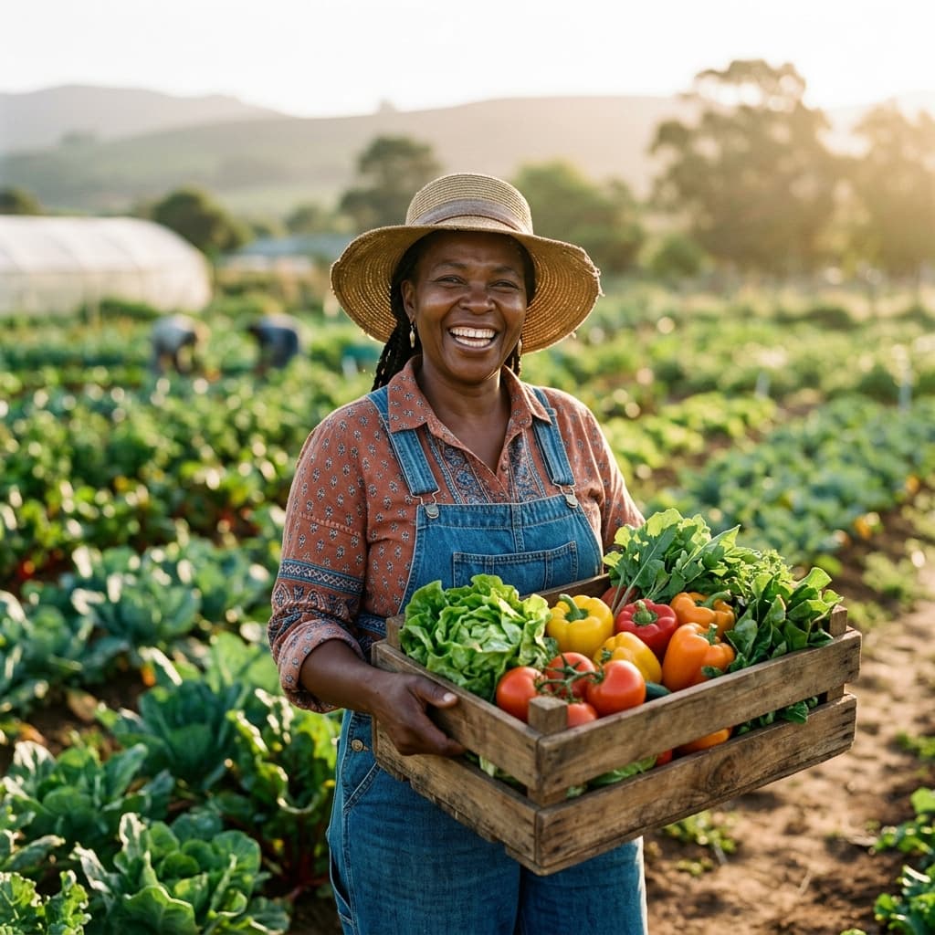 South African farmer with fresh produce