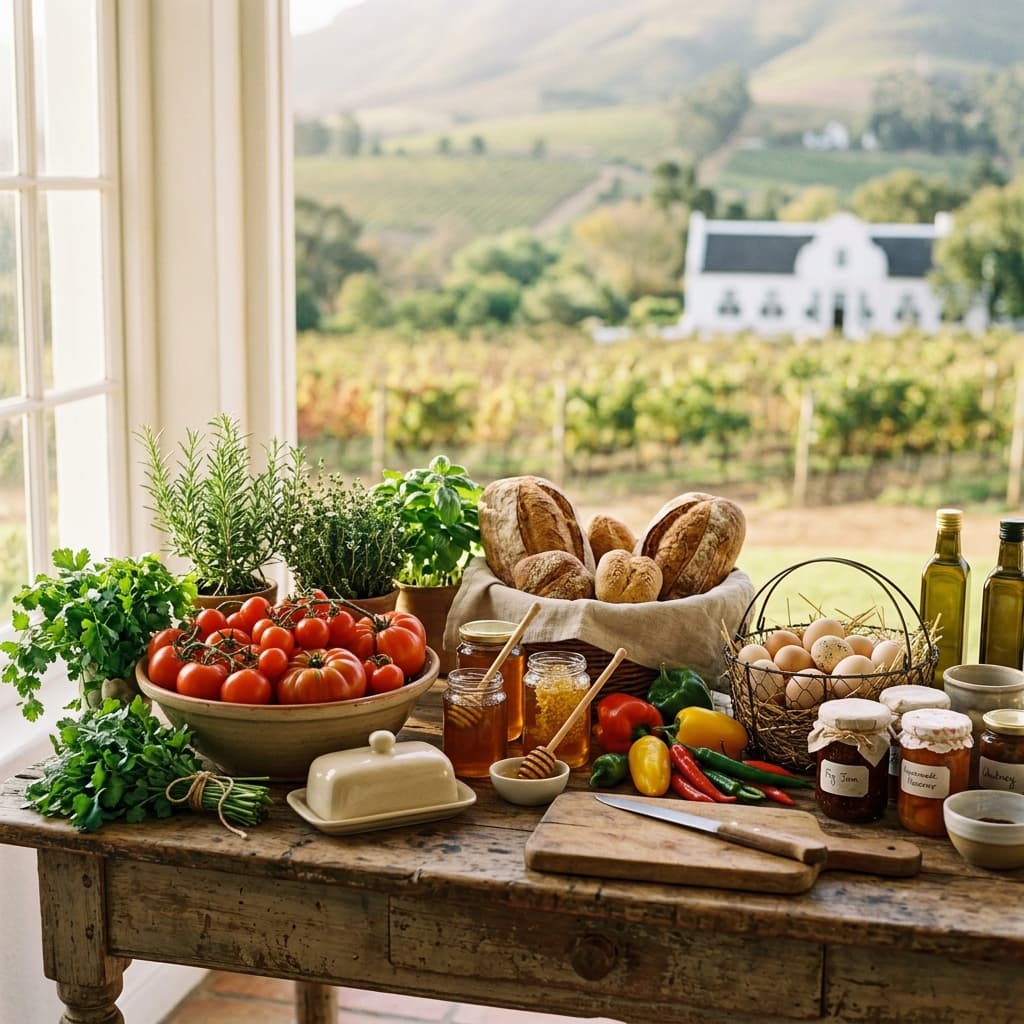 Fresh farm produce on a rustic table